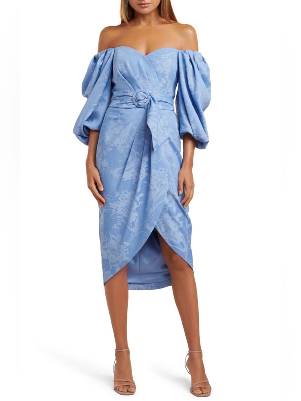 Forever New Elmira Puff-Sleeve Midi Dress US6